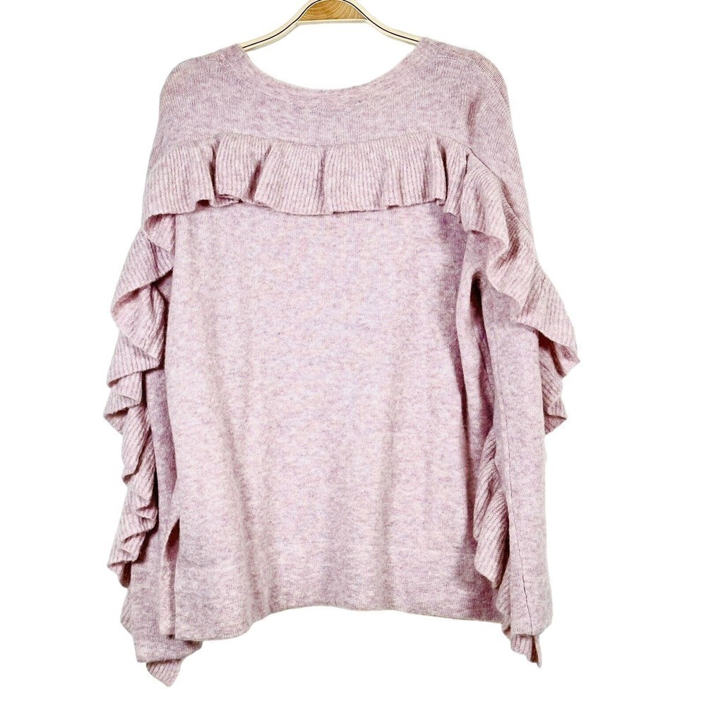 French Connection Emilde Knits Flare Sleeve Frill Pink Jumper Sweater M NWT $138 - Picture 8 of 9